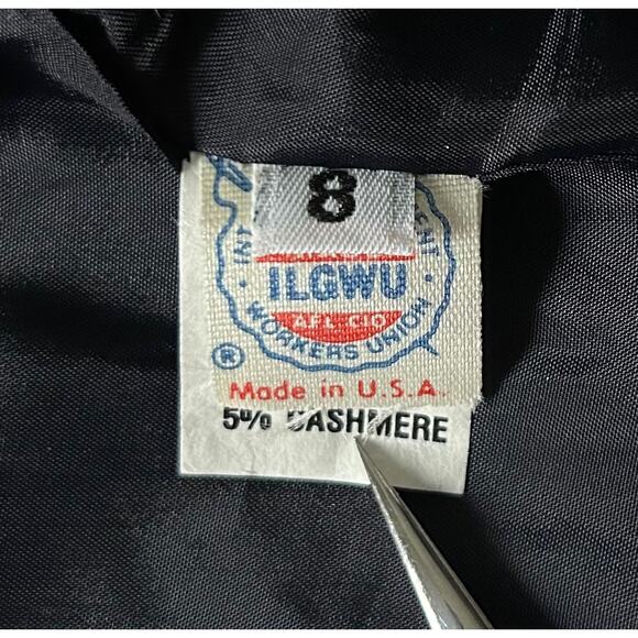 Vintage Ann Klain USA 8 Houndstooth V Collar‎ Wool Silk Cashmere Blazer Jacket - Picture 7 of 8